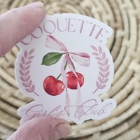 Image 2 of Coquette girls club sticker, cherry sticker, waterbottle decal