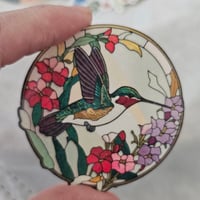 Image 2 of Holographic stained glass hummingbird sticker, laptop decal, sticker for water bottle