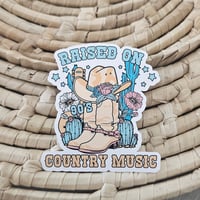 Image 2 of Raised on country music, quote sticker, laptop decal, music sticker, glossy sticker, uv laminate