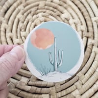 Image 2 of Desert cactus scene sticker, sticker for water bottle, water resistant sticker