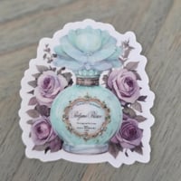 Image 2 of Floral perfume bottle, laptop sticker, clear sticker, purple flowers
