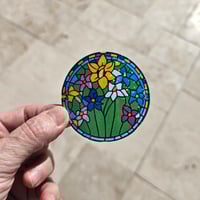 Image 2 of Glitter stained glass flower sticker, laptop decal, sticker for water bottle