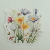 Image 3 of Wildflower bunch vinyl sticker, clear floral sticker