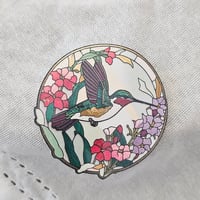 Image 3 of Holographic stained glass hummingbird sticker, laptop decal, sticker for water bottle