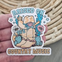Image 3 of Raised on country music, quote sticker, laptop decal, music sticker, glossy sticker, uv laminate