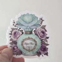 Image 3 of Floral perfume bottle, laptop sticker, clear sticker, purple flowers