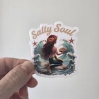 Image 1 of Salty soul mermaid sticker, laptop sticker, mythical creature, clear sticker