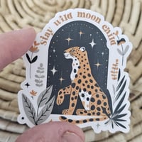 Image 2 of Stay wild leopard sticker, water resistant, animal decal