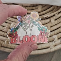 Image 1 of Bloom floral rainbow sticker, water resistant sticker, glossy sticker