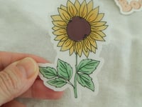 Image 1 of Sunflower clear vinyl sticker, clear floral sticker