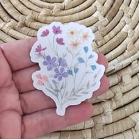 Image 1 of Wildflower bunch vinyl sticker, clear floral sticker-1ea4c5a9