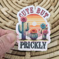 Image 2 of Cute but prickly cactus sticker, laptop decal, funny quote