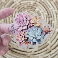 Image 1 of Clear water color cactus sticker, laptop sticker, water bottle decal