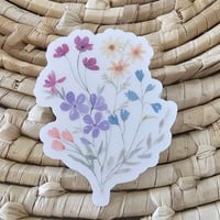 Image 2 of Wildflower bunch vinyl sticker, clear floral sticker-1ea4c5a9