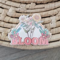 Image 3 of Bloom floral rainbow sticker, water resistant sticker, glossy sticker
