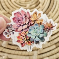 Image 2 of Clear water color cactus sticker, laptop sticker, water bottle decal
