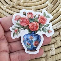Image 2 of Floral vase sticker, clear decal for water bottle, chinoiserie sticker