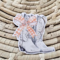Image 1 of Boots with bow vinyl sticker, cowboy boots, coquette sticker-8778c3e9