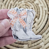 Image 2 of Boots with bow vinyl sticker, cowboy boots, coquette sticker-8778c3e9