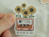 Image 1 of Clear vinyl sunflower sticker, motivational sticker, quote decal