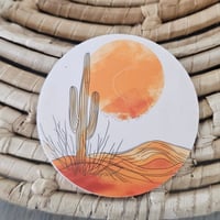 Image 1 of Desert cactus scene sticker, sticker for water bottle, water resistant sticker-bbbbac27