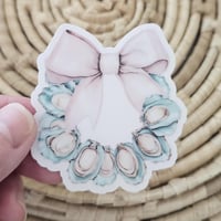 Image 3 of Clear oyster shell wreath sticker with bow, beach decal, summer sticker