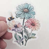 Image 4 of Flower sticker with bee, floral decal, laptop sticker