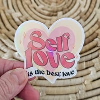 Image 1 of Self love heart sticker day, water resistant sticker, glossy sticker