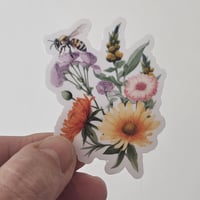 Image 2 of Flower sticker with bee, floral decal, laptop sticker-e628efe4