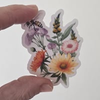 Image 3 of Flower sticker with bee, floral decal, laptop sticker-e628efe4