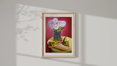 Image of Flowers and grapes painting