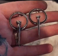Image 3 of Sandcasted Coffin Nail Earrings