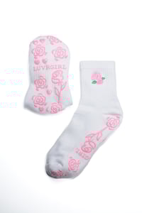 Image 1 of Vintage Rose #1 or Rose #2 / Rose Grip / Pink Grip / White / Flower / Grip Sticky Socks / Pink  