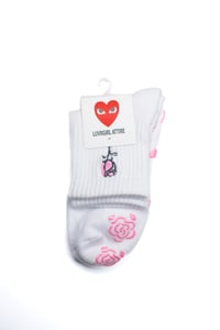 Image 2 of Vintage Rose #1 or Rose #2 / Rose Grip / Pink Grip / White / Flower / Grip Sticky Socks / Pink  