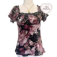 Image 1 of Lest Rose Black Floral Top