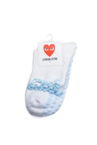 Image 2 of Sky Blue/True White Socks for Pilates/ Grip Sticky Socks / Minimalistic Design / Ruffle