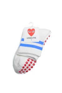 Image 4 of Retro all star pilates socks / Grip Sock/ Blue stripes / Sticky Grips / Luvrgirl / Red stars 