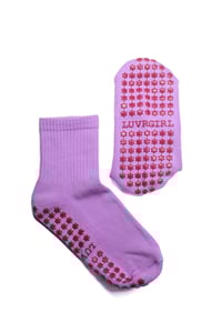 Image 1 of Lavender / maroon socks for Pilates/ Grip sticky Socks / Minimalistic Design / Cute  / Daisies /  Gr