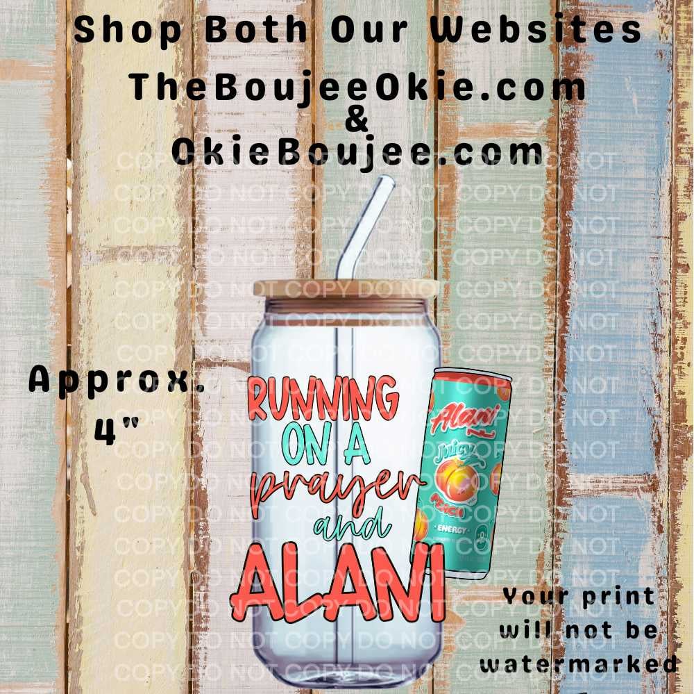 Image of Running On A Prayer And Peach Alani Uv Dtf Decal Double Sided D2122