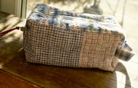 Image 1 of Summer Travel Toiletry Bag | Boxy Vintage Fabric Zipper Pouch with Handle