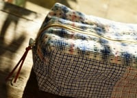 Image 2 of Summer Travel Toiletry Bag | Boxy Vintage Fabric Zipper Pouch with Handle