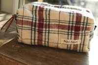 Image 1 of Medium Boxy Makeup Bag – Vintage Fabric Toiletry Pouch for Travel