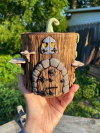 Image 1 of Sculpted Fairy House Jar with Lid