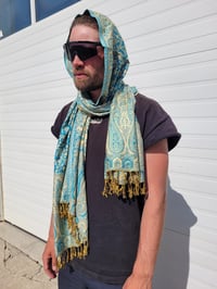 Image 2 of TEAL & GOLD Paisley Pashmina - Beautifully Soft | Scarf | Wrap | Bohemian |