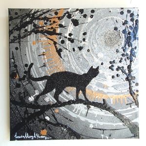 Image of Silver Moon Silhouette Cat