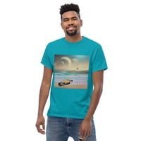 Image 3 of Cat Chilling  on a Space Beach - Unisex Classic Fit T-Shirt