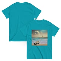 Image 4 of Cat Chilling  on a Space Beach - Unisex Classic Fit T-Shirt