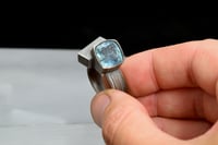 Image 5 of Aquamarine Ring with Cube in Oxidised Silver