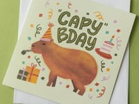 Image 4 of Cabybara Birthday Greeting Card | "Capy Birthday" | Capybara in a Party Hat | Blank Inside