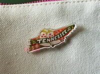 Image 1 of Tennessee Nashville Country Music Boots Acrylic Pin 2 Inches | Pink + Green | Backpack and bag pin